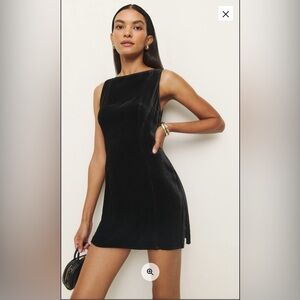 Reformation Black Velvet Mini Dress